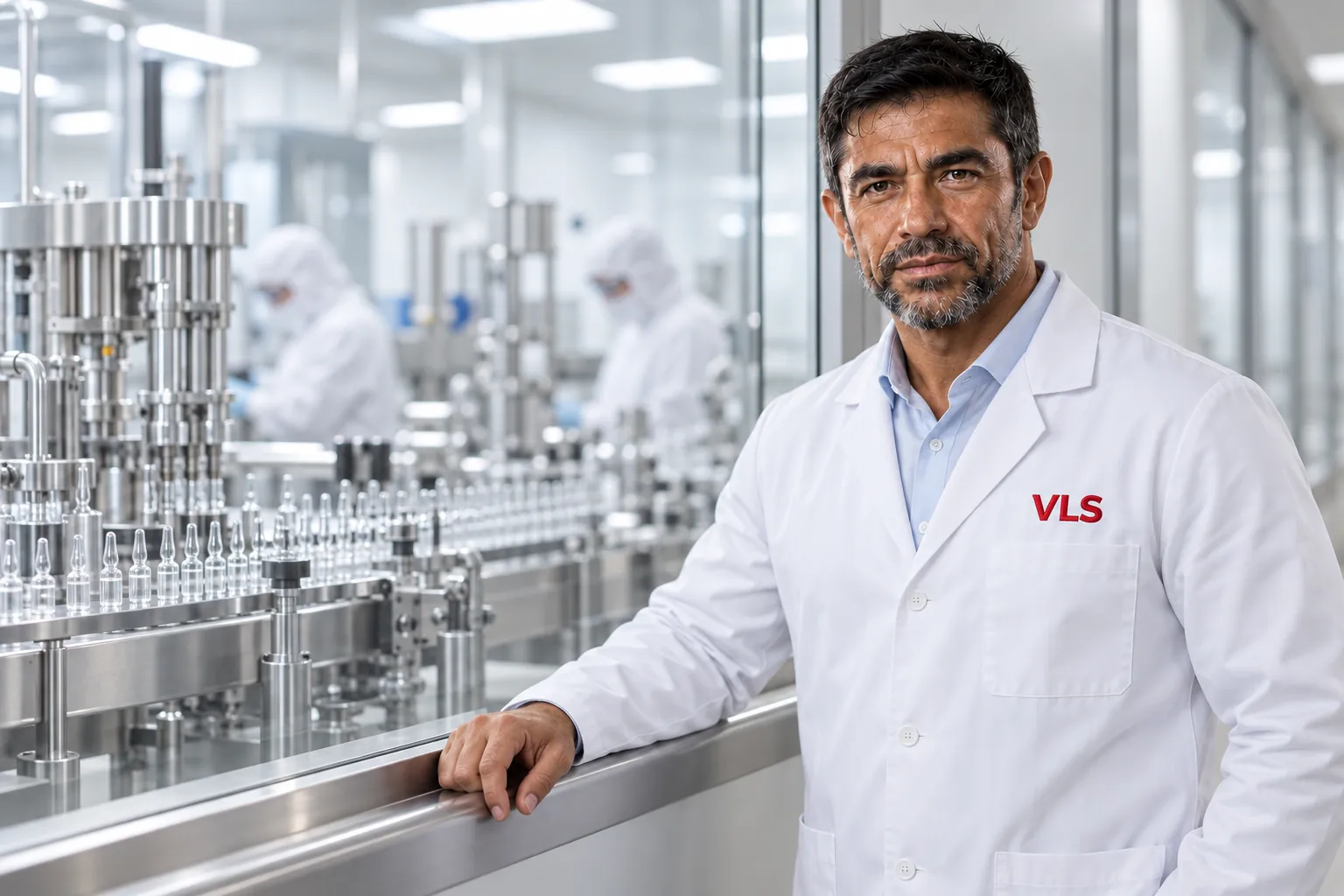 Ilustración: Equipo técnico VLS junto a la línea de envase