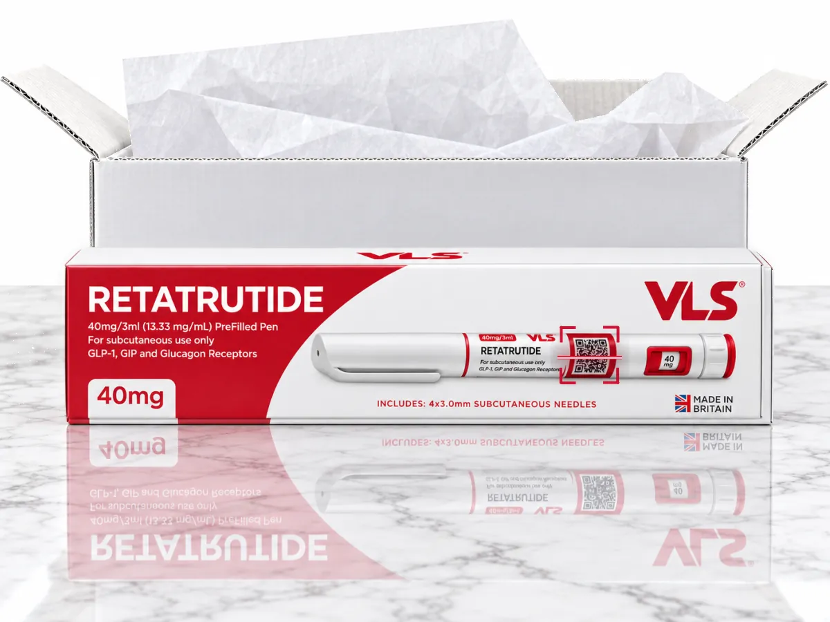 Illustration: VLS pen box with seal, batch number and expiry date