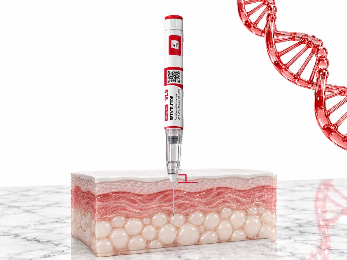 Illustration: Pen with a new needle, ready for a subcutaneous injection