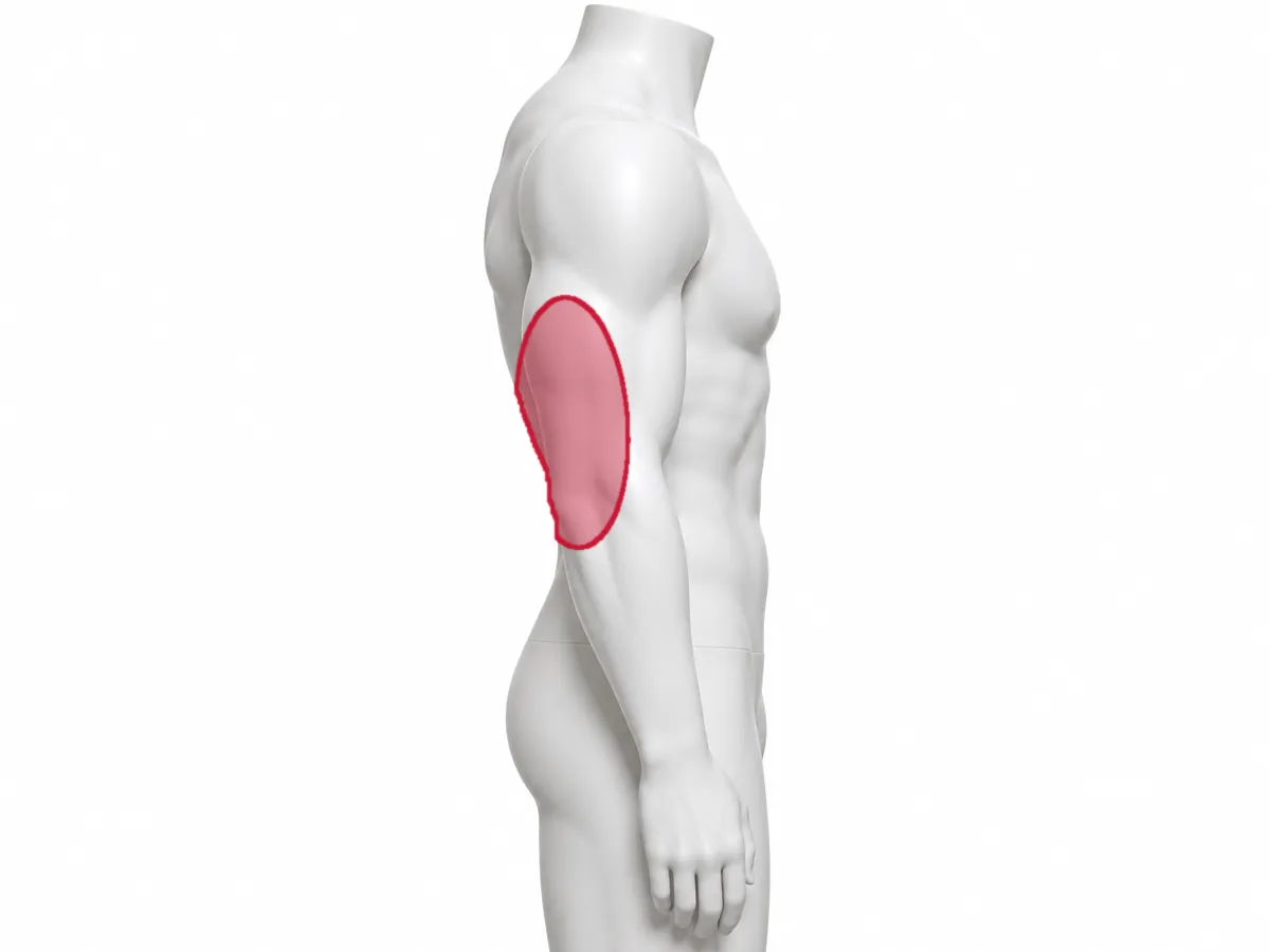 Illustration: Back of the upper arm for a subcutaneous injection